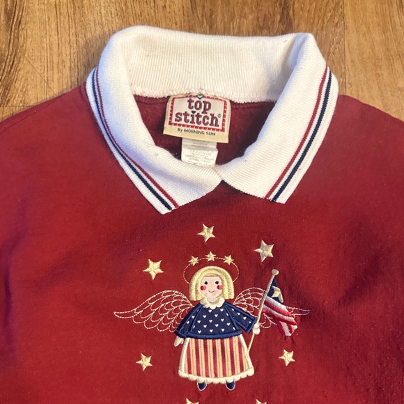 Vtg TOP STITCH Embroidered Angels Double Collar Sweatshirt Medium - Picture 2 of 6